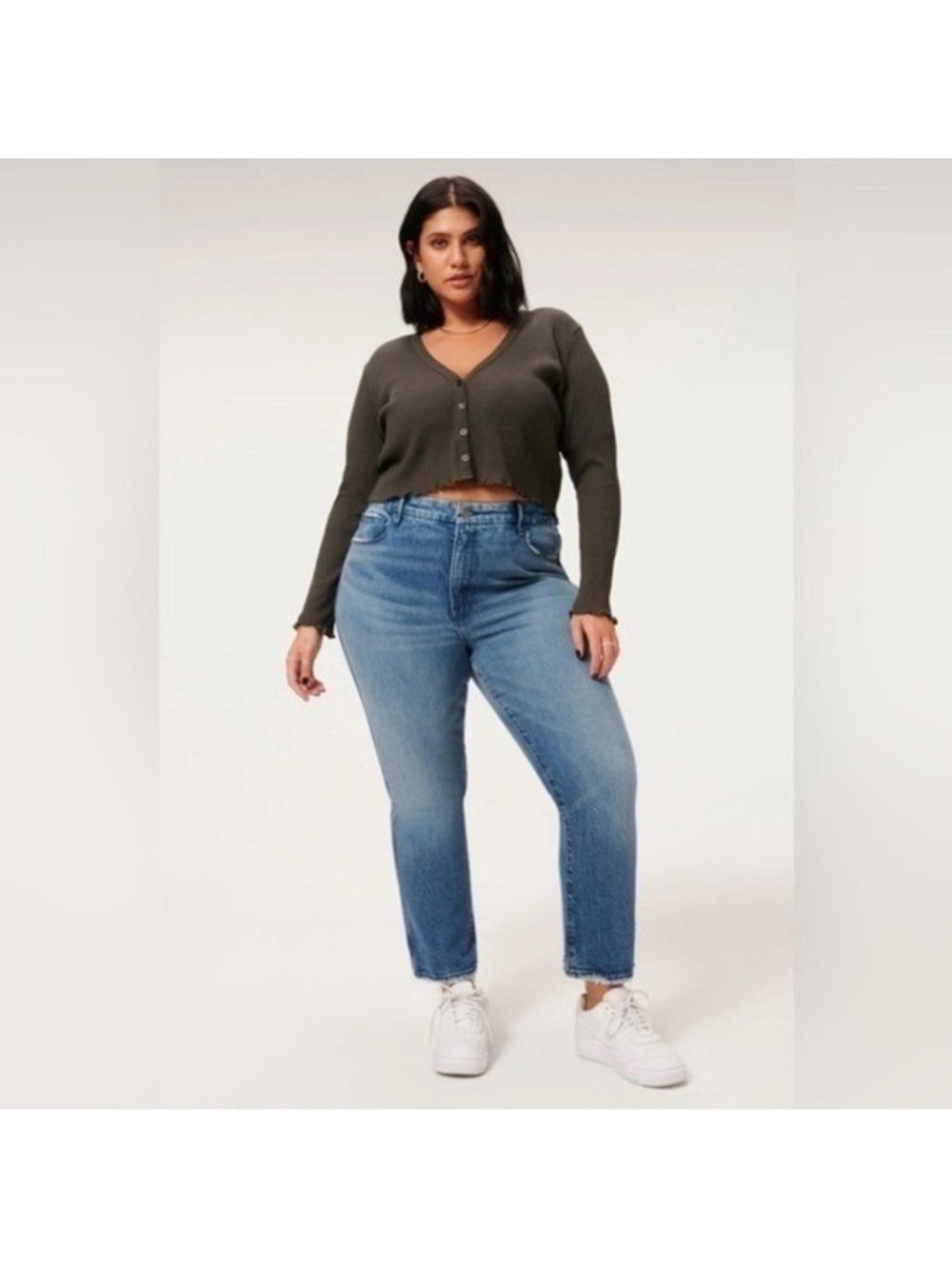 Good American Good Curve Straight Jeans in Medium Blue Wash NWT